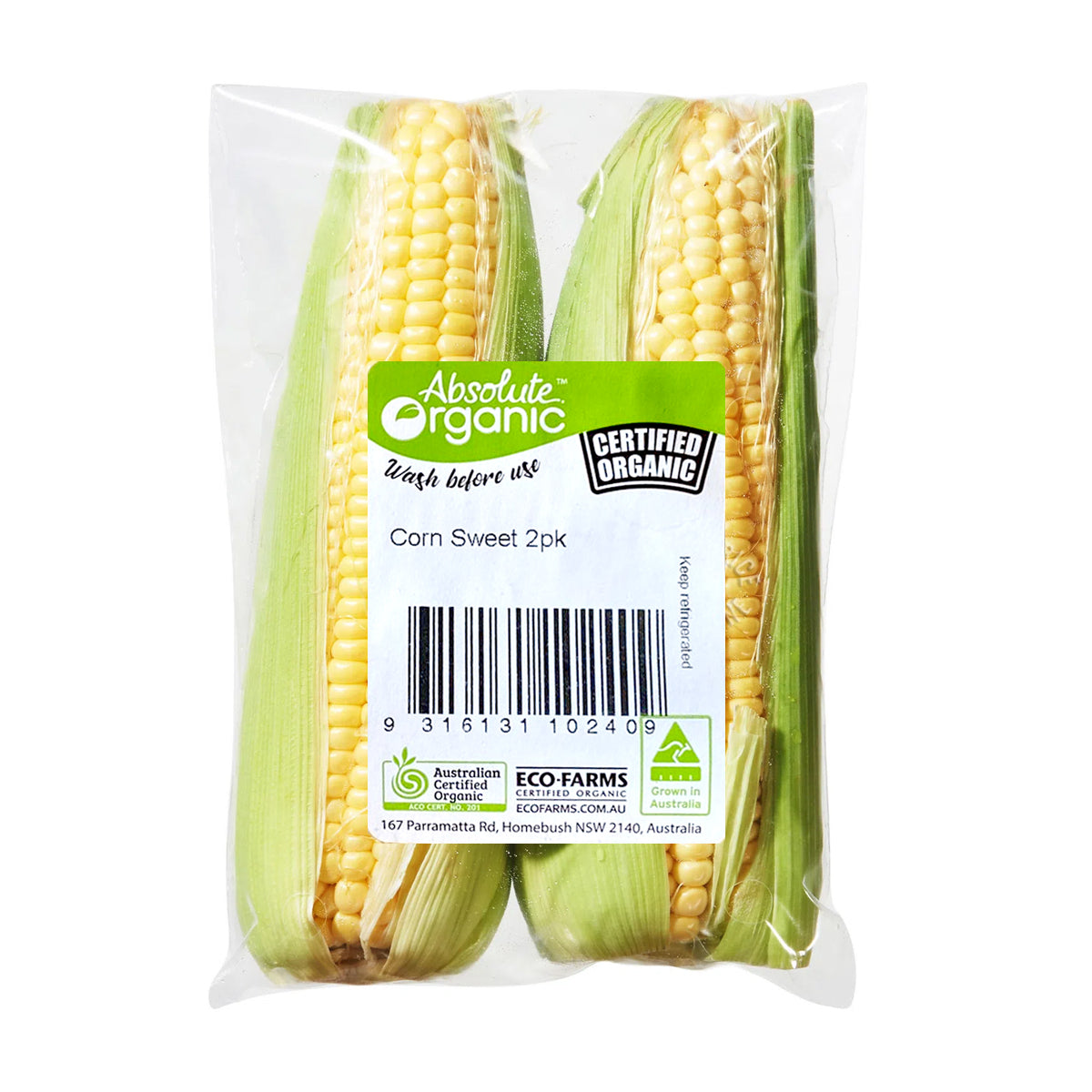 Absolute Organic Sweet Corn (Australia), 500gm (2pcs/pack) SuperNature