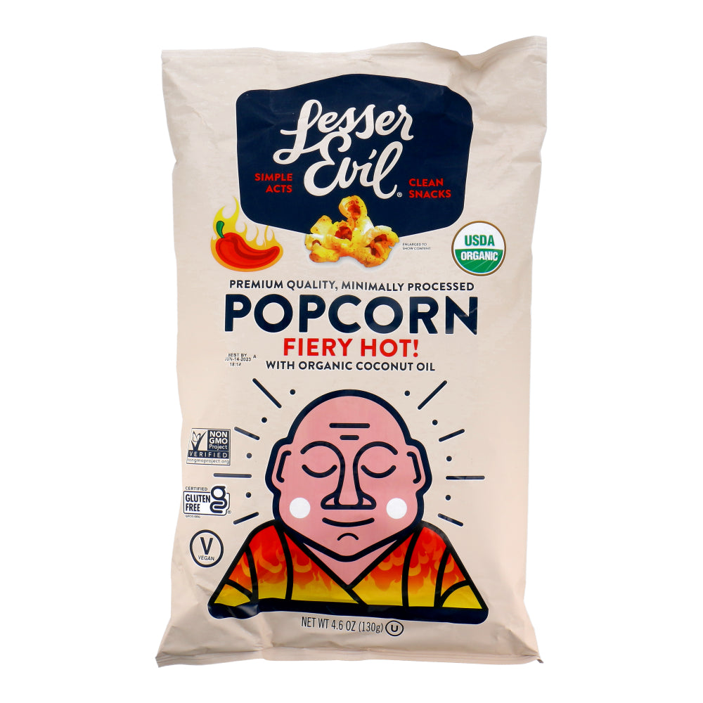 Organic Popcorn Fiery Hot Vegan Gluten Free, 130gm