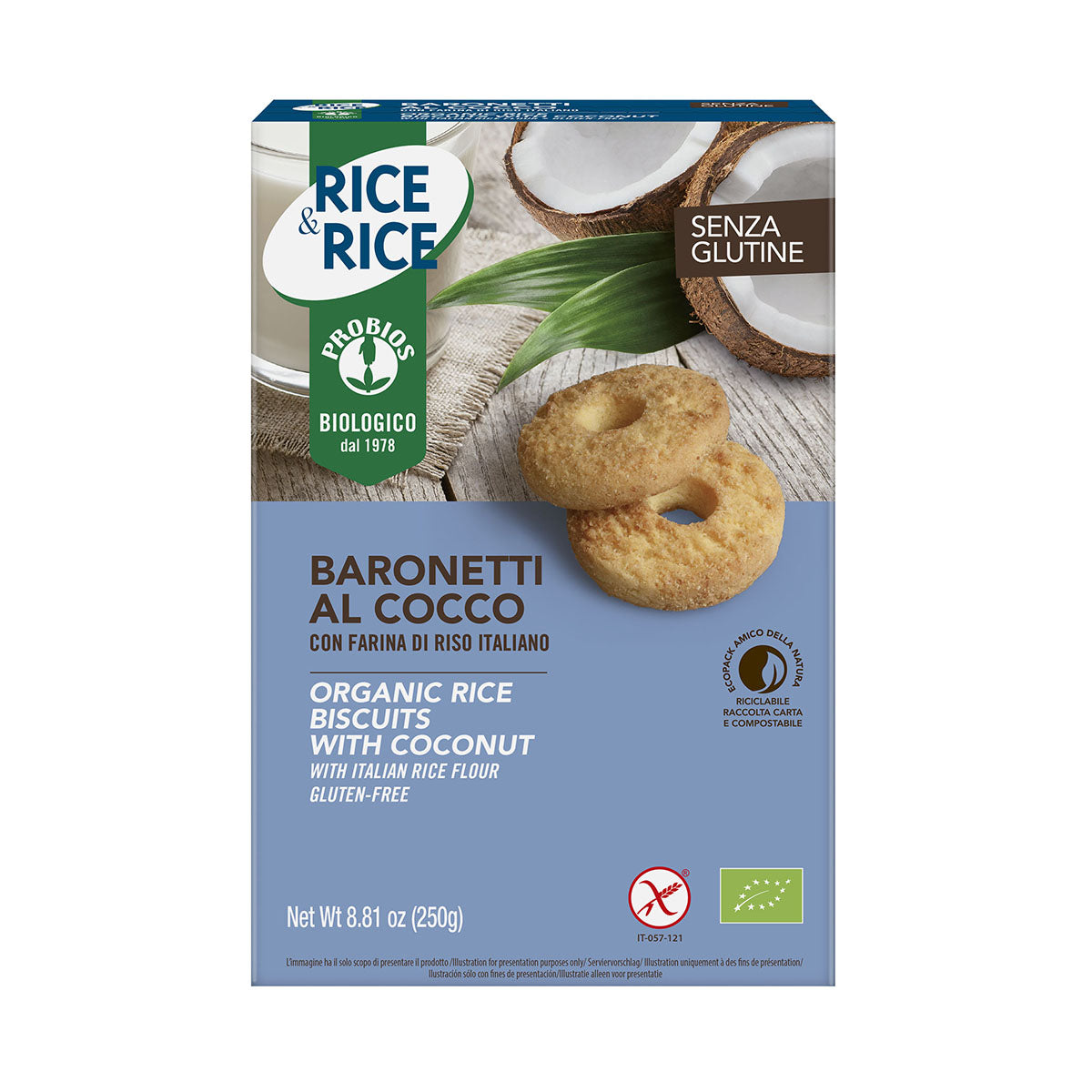 Rectangular Rice Biscuits Organic Rice Biscuits with Coconut Gluten Free, 250gm – SuperNature