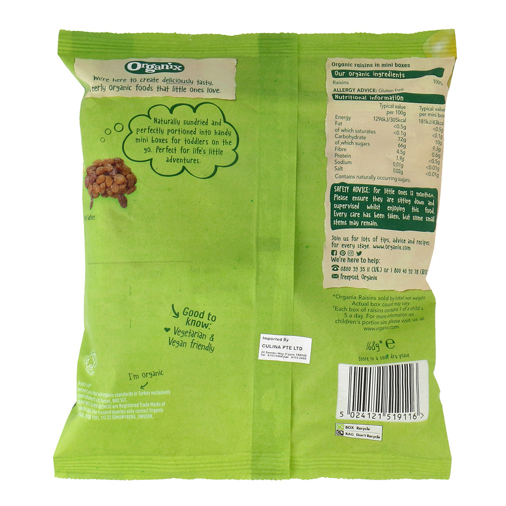 Mini Rasin Packet Organic Raisin Mini Box 12+ Vegan Dairy Free Gluten Free, 12